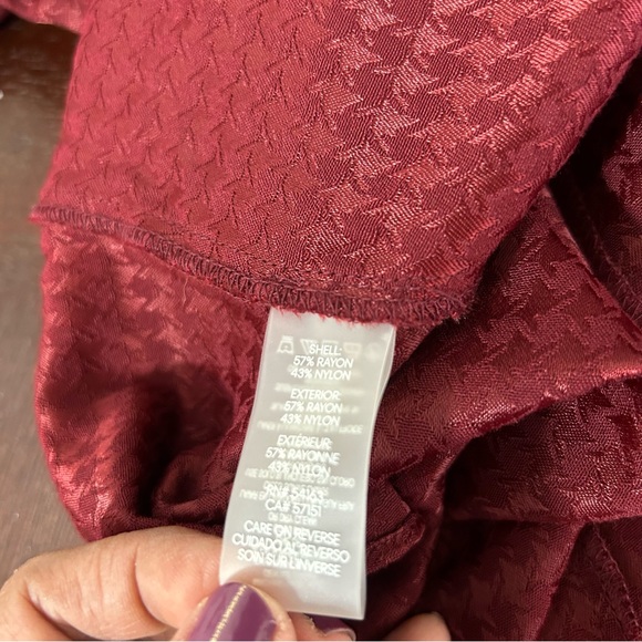 Calvin Klein Houndstooth Boho Lagenlook Bell Dress Flounce Swingy Roomy Wine 12 - Picture 10 of 13